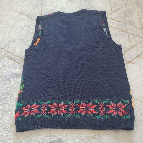 Vintage Crystal Kobe Santa Christmas Sweater Vest S M 80s Holiday Knit Candles - Picture 2 of 7